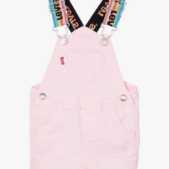 Levi's light pink denim overall shorts 18months - Picture 4 of 5
